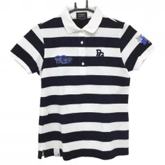 【超美品】パーリーゲイツ 半袖ポロシャツ 白×ネイビー ボーダー 35周年 レディース 1(M) ゴルフウェア 2024年モデル PEARLY GATES