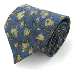 シャルル・ジョルダン ブランドネクタイ 総柄 花柄 リーフ柄 シルク メンズ ネイビー CHARLES JOURDAN 【中古】