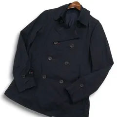 【美品】BEAMS LIGHTS ビームス ライツ 通年 ストレッチ★ コットン Pコート Sz.M メンズ 紺 ネイビーのサムネイル
