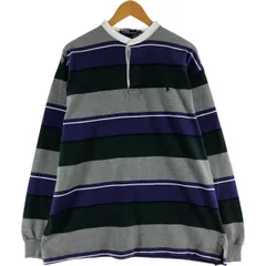 古着 ラルフローレン Ralph Lauren POLO by Ralph Lauren スタンドカラー マルチボーダー 長袖 ラガーシャツ メンズL相当/eaa532529