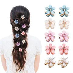 【在庫処分】ミニヘアクリップ ヘアピン 花 前髪クリップ 真珠のヘアクリップ ヘアアクセサリー 可愛い 小さめ LIKENNY バンスクリップ 髪飾り 髪留め 子供 誕生日 卒業式 入学式 結婚式 （10枚セット）