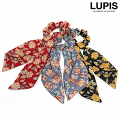 ヘアアクセサリー シュシュ ヘアゴム 花柄 フラワー スカーフ リボン 華やか シック 大人っぽ まとめ髪 ヘアアレンジ ルピス v1464