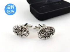 カフスボタン クロス オーバル シルバー フォーマル