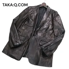 TAKA:Q タカキュー 秋冬 羊革★ 1B リアル ラム レザー テーラード ジャケット Sz.L　メンズ 黒