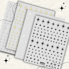 K-Bom ネイルシール ワンホンネイル 宇宙ネイル アート ネイルステッカー デコパーツ 簡単貼るだけ セルフネイル パーティ ブライダル(星４枚セット)