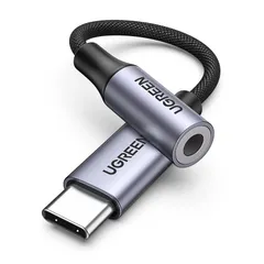 C-3.5mm USB イヤホン変換アダプター DAC搭載 USB 24bit/96KHz対応 TRRS/4極 イヤホンジャック変換 ナイロン編み 音量調節/通話/音楽対応 C iPhone16シリーズ/iPad Pro/Android/Type UGREEN