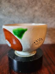 粉引　魯山人風椿　ぐい呑　黒田一楽作