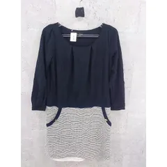 ◇ green label relaxing UNITED ARROWS 長袖 ミニ ワンピース ネイビー系 ホワイト系 レディース P  【1000027573098】