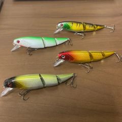 ジョイントミノー　4本セット　15g 110mm フローティング　ミノー　ルアー　セット　まとめ売り　バス釣り　ブラックバス　100108