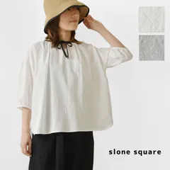 【新品】【slone square スロンスクエア】東炊きローン パイピングリボン付き 六分袖ギャザーブラウス (48085)レディース 春 夏 秋 冬 コットン ナチュラル 服 おしゃれ 大人可愛い きれいめ ゆったり 30代 40代 50代 60代