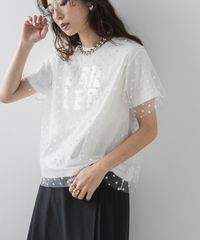 夢展望公式 [新品未使用] チュールレイヤード箔プリントＴ [ホワイト] 他カラー別ページ有 bohmal カットソートップス カットソートップス・Ｔシャツ（半袖） 535436-01