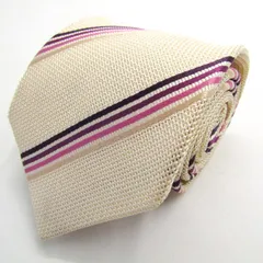 タカキュー ブランド ネクタイ ストライプ柄 チェック柄 シルク PO メンズ オフホワイト TAKA Q 【中古】