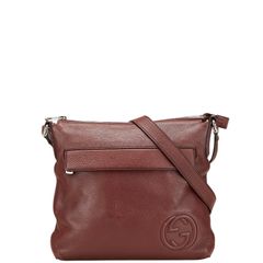 グッチ インターロッキングG 斜め掛け ショルダーバッグ 322059 ワインレッド ボルドー レザー レディース GUCCI【1-0220184】