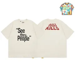 【今日特価】GALLERY DEPT. ART THAT KILLS 洗水做旧破洞 印花 T シャツ-1