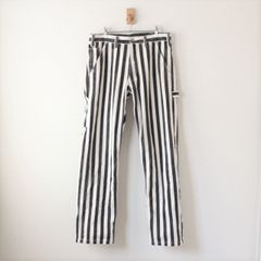 児島ジーンズ ペインターパンツ BIG STRIPE PAINTER PANT オフホワイト×黒  34 （w-2520324）