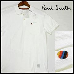 新品 ポールスミス 半袖 ポロシャツ M 白 マルチスポット刺繍 ドライタッチ アーティストストライプ 春夏 Paul Smith メンズ