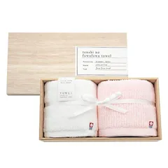 【新着商品】ドルチェデュオ 今治タオル ギフトセット フェイスタオル 2枚セット 無地 白 ピンク 木箱入 内祝 快気祝 お返し 日本製 DAM-055 0