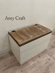 【サイズオーダー可】コンパクトな収納ベンチ（天蓋1体型・天蓋ステー付） UN/W　完成品