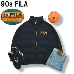 【極暖】 90s ヴィンテージ フィラ FILA ダウン ジャケット ETS2 Extreme Terrain Survival System ウィンドブレーカー ジャンパー L ネイビー x オレンジ x グリーン メンズ