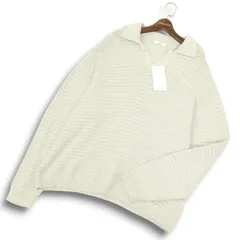 【新品 未使用】WYM LIDNM ウィム リドム 通年 ボーダー★ スキッパー プルオーバー ニット セーター Sz.L メンズ グレーのサムネイル