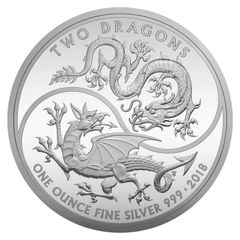最高鑑定 PF70】イギリス銀貨 二匹の龍2018 大人気シリーズ！cameo