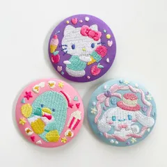 サンリオキャラクターズ 刺繍缶バッジビスケット2 シナモロール キティ タキシードサム 3種セット