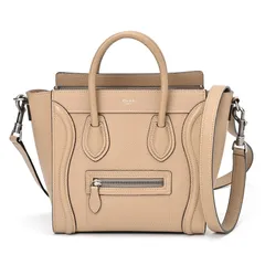 セリーヌ / CELINE　ラゲージ ナノ　189243DRU.03UN　ドラムドカーフスキン　デューン（ベージュ系）　【中古】 商品番号 S-156280