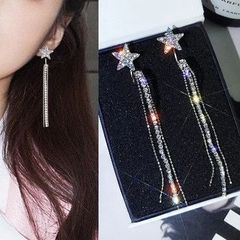 星 2way ロング チェーン ピアス レディース スター ロングピアス　韓国