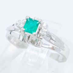 Pt900　プラチナ　#7　約7号　総重量約3.6g　リング　指輪　カラーストーン　グリーン　0.03刻印有　レディース　アクセサリー