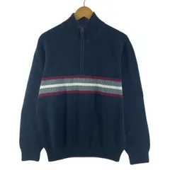 古着 エディーバウアー Eddie Bauer ライン入り コットンニットハーフジップセーター M/eaa371118