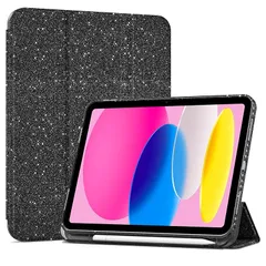 【新品】 ProCase iPad 11世代/10世代 ケース iPad（A16）11インチ 2025/10.9インチ 2022通用 A2696 A2757 A2777 ペン収納 耐衝撃 三つ折り スタンド スマートカバー (キラキラブラック) 0