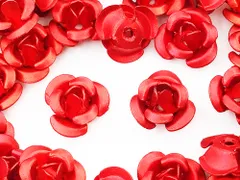 アルミ薔薇　小さめ　レッド　7mm　100個　ハンドメイド　パーツ　AP1361