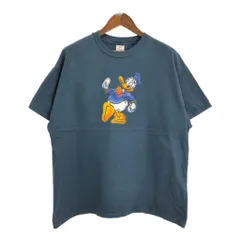90年代 USA製 Disney ディズニー ドナルドダック 半袖Ｔシャツ 大きいサイズ キャラクター ネイビー(メンズ XXL)中古 古着 U0281