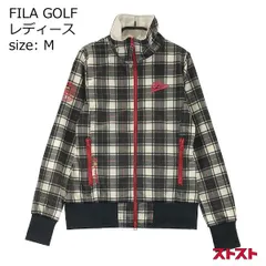 FILA GOLF フィラゴルフ 裏起毛 ジップジャケット チェック柄 ブラック系 M [240001860074]