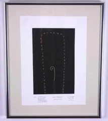 日下賢二「青い半円」AP 引っくり返す 直筆サイン 額装 絵画 D