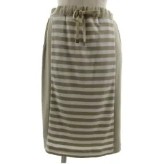 スタイルミー  STYLE ME 東京スタイル スカート ストレート ミディ丈 ウエストゴム ボーダー グレージュ オフ白 9