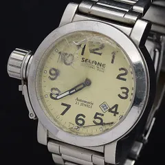 シーレーン AT/自動巻 21石 アイボリー文字盤 デイト ラウンド メンズ腕時計 IKE