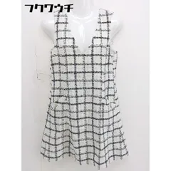 ◇ any SiS バックジップ Vネック ノースリーブ チェック ラメ 膝丈 ワンピース サイズ1 アイボリー ブラック レディース  【中古】 【1112030000468】のサムネイル