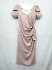 ◇ ⊂ dazzystor デイジーストア 半袖 膝丈 パール キャバ ドレス サイズS ピンク系 レディース E  【1507010007610】