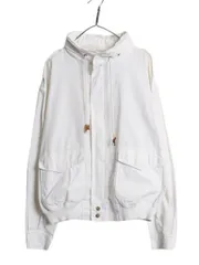 【お得なクーポン配布中!】 80s バナナリパブリック A-2 タイプ コットン フライト ジャケット メンズ L 古着 ヴィンテージ ブルゾン マリン スモッグ 収納 フード 白