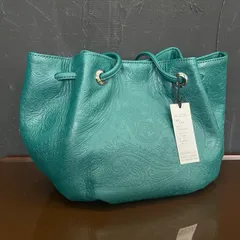 未使用タグ付き KAZUE　ONO 2135 レザー ハンドバッグ Blue Green 牛革 定価28000円 ファッション お洒落/59936在★4