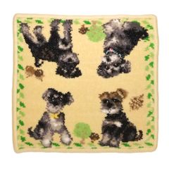 셰닐 직조 손수건 수건 손수건 핸드 타올 23x23cm 동물 개 시리즈 슈나우저 일본제 [* 메일 서비스 대응]