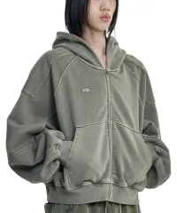 AJOBYAJO(アジョバイアジョ) フード付き ジップアップパーカー 4/18再入荷【AJOBYAJO】Vintage Pigment Zip-Up Hoodie | OUR