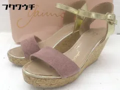 ◇ ◎ GAIMO ESPADRILLES ストラップ ウエッジソール ヒール サンダル サイズ36 レッド系 ゴールド レディース 【中古】 【1002801340032】