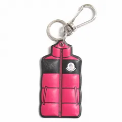 モンクレール MONCLER カーフレザー キーホルダー キーリング アクセサリー ダウン ベスト ジャケット モチーフ ピンク/ブラック メンズ レディース ユニセックスのサムネイル