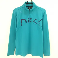 ★SALE価格★デサントゴルフ 長袖ポロシャツ ブルー系×ネイビー ハーフジップ 中田英寿 メンズ M ゴルフウェア DESCENTE