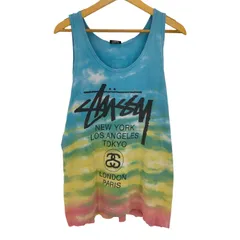 STUSSY タンクトップ カーキ 染み込みプリント USA製 ビンテージ