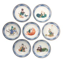 ✨新品✨【九谷焼】3号皿揃 七福神〈7枚〉