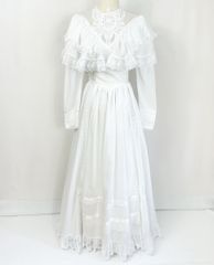 【フォロワー様クーポン配布中！】GUNNE SAX bridal collection レース フリル 長袖 ヴィクトリアン ホワイトウェディングドレス ビンテージ 70年代 USA製 コテージコア フォーマル ウエディング 結婚式  【S410】