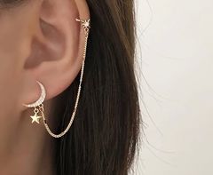 ピアス イヤーカフ チェーン レディース ゴ－ルド 月 星 かわいい アクセサリー